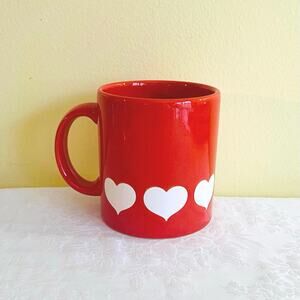 Mug Coffee Cup Tea Vtg Waechtersbach W Germany Hearts White Red Valentine